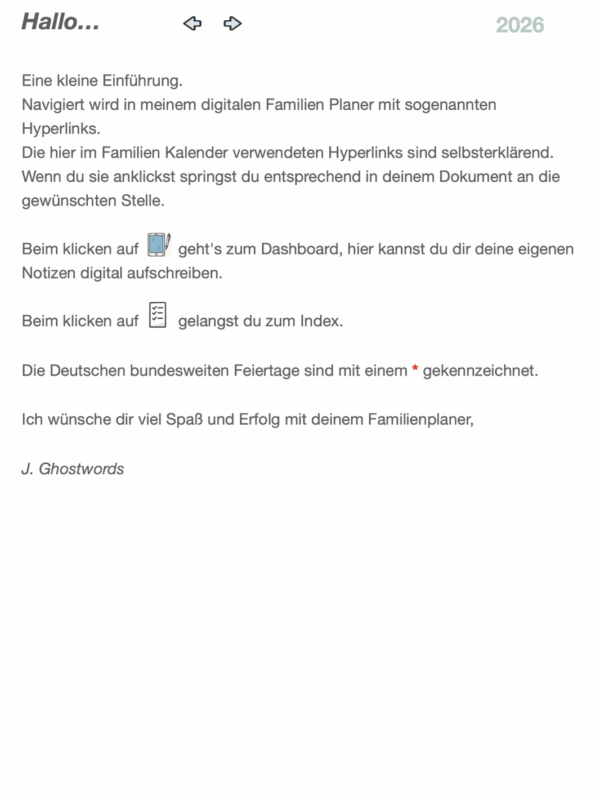 Familienplaner 2026 3 spaltig, Ghostwords