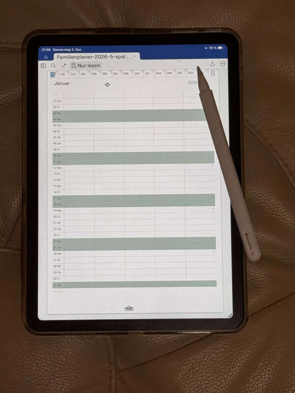 Cover Etsy Familienplaner 5 spaltig A4-web